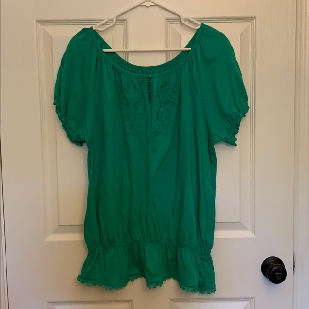 LANE BRYANT short sleeve shirt blouse green 14/16